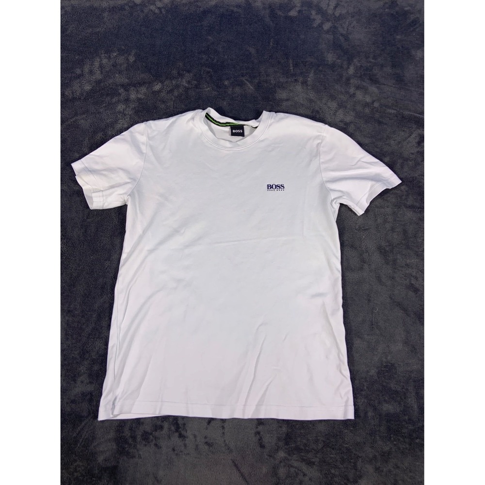 Hugo Boss Logo T-Shirt Men's Size M White Cotton Short Sleeve Modern Used
